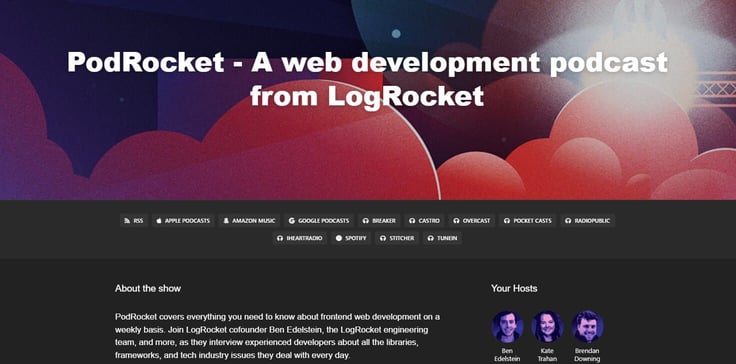 Screenshot of PodRocket website