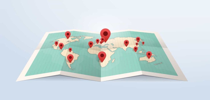 Map with pins illustration Map with pins illustration