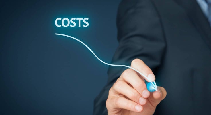 A man drawing a cost arrow