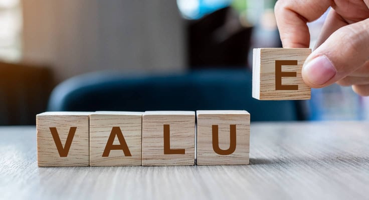 Value spelled out with dice Value spelled out with dice