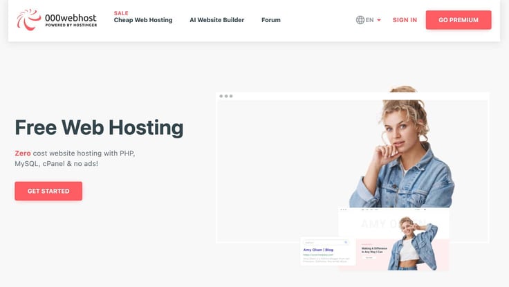 Screenshot from 000webhost website Screenshot from 000webhost website