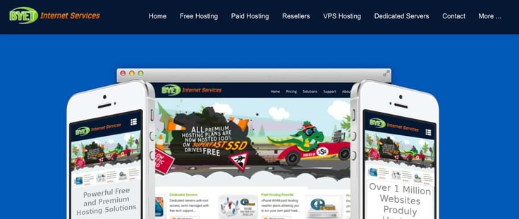 Byet Internet Services homepage screenshot