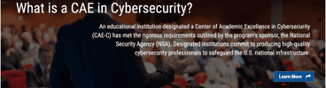 A screenshot of the CAE In Cybersecurity Community website.