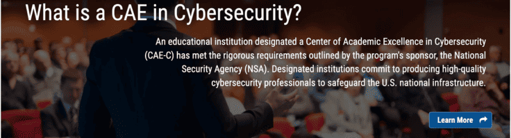 A screenshot of the CAE In Cybersecurity Community website.