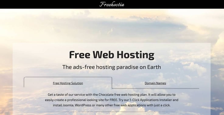 Screenshot from Freehostia website Screenshot from Freehostia website