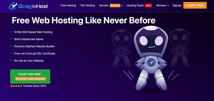 Screenshot from GoogieHost website Screenshot from GoogieHost website