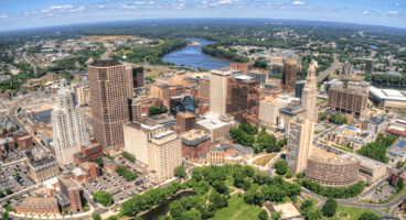An aerial view of Hartford, Connecticut.