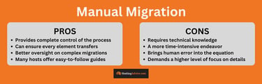 Graphic of pros and cons of manual migration