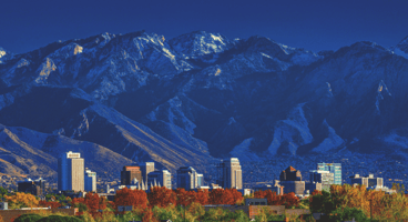 An aerial view of Salt Lake City, Utah.