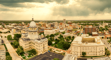 An aerial view of Springfield, Illinois.