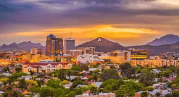 An aerial view of Tucson, Arizona.