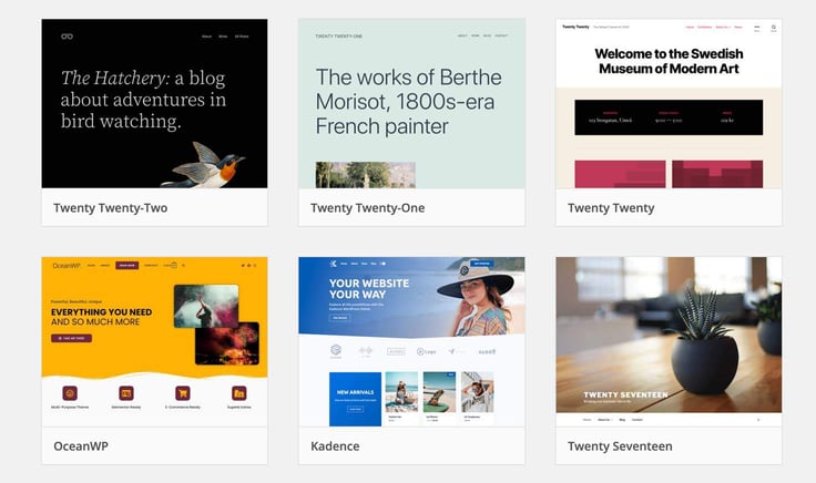 Screenshot of WordPress themes Screenshot of WordPress themes