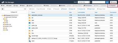 A screenshot of cPanel's File Manager.