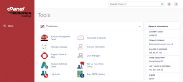 a screenshot of a cpanel dashboard at InMotion