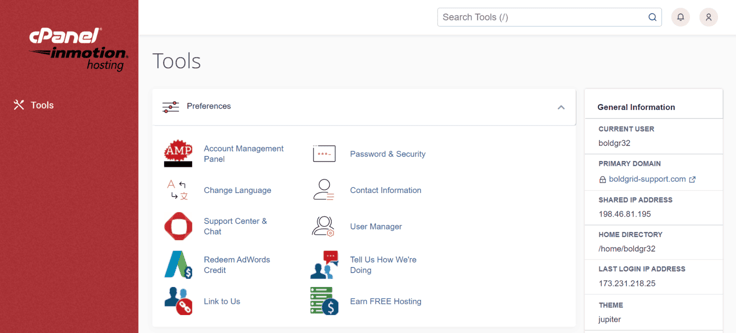 InMotion Hosting cPanel image