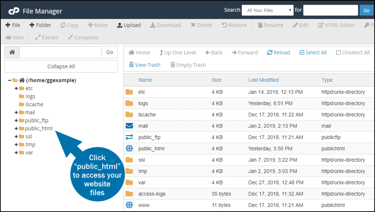 A screenshot of the cPanel file manager.