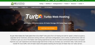 Screenshot of A2 Hosting Turbo web page