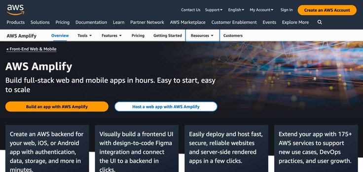 Screenshot of AWS Amplify Webpage Screenshot of AWS Amplify Webpage