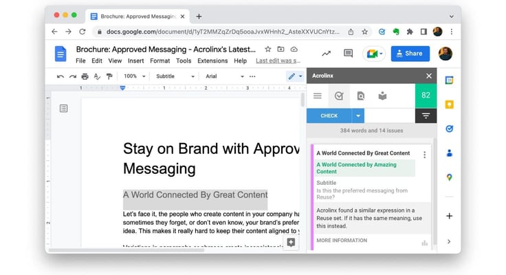 An example of Acrolinx interface