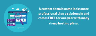 Textbox describing custom domain vs. free domain
