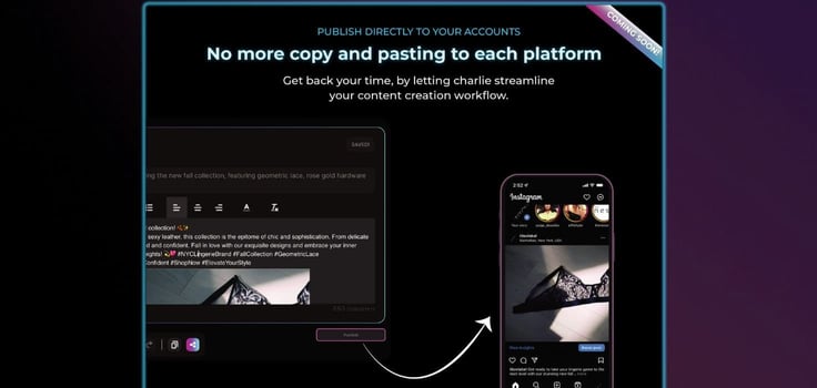A screenshot of GoCharlie's upcoming feature