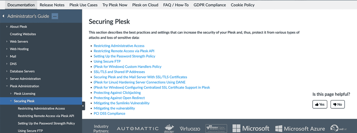 Plesk Security Features Plesk Security Features