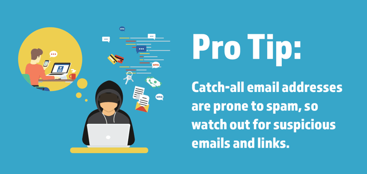 Catch-all email addresses are prone to spam. Catch-all email addresses are prone to spam.