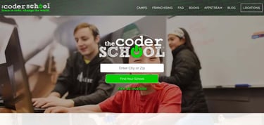A screenshot of theCoderSchool homepage