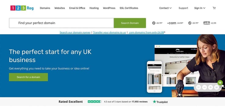 123 Reg homepage