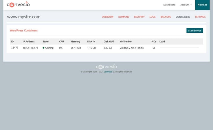 A photo of Convesio's container management view