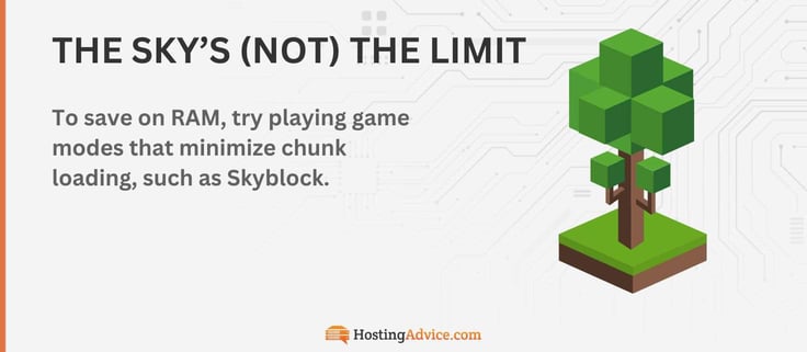 To save on RAM, try playing game modes that minimize chunk loading, such as Skyblock.