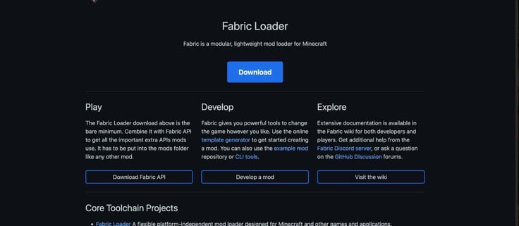 Screenshot of Fabric landing page.