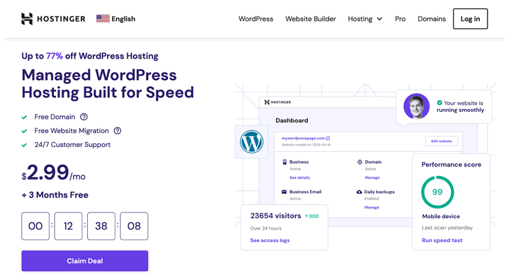 Hostinger WordPress website screenshot Hostinger WordPress website screenshot