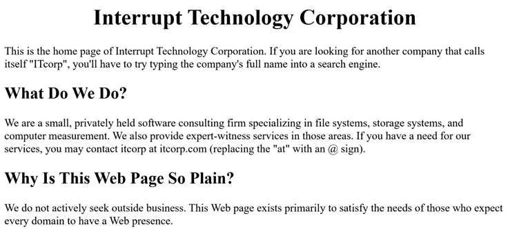 The Interrupt Technology Corporation homepage The Interrupt Technology Corporation homepage