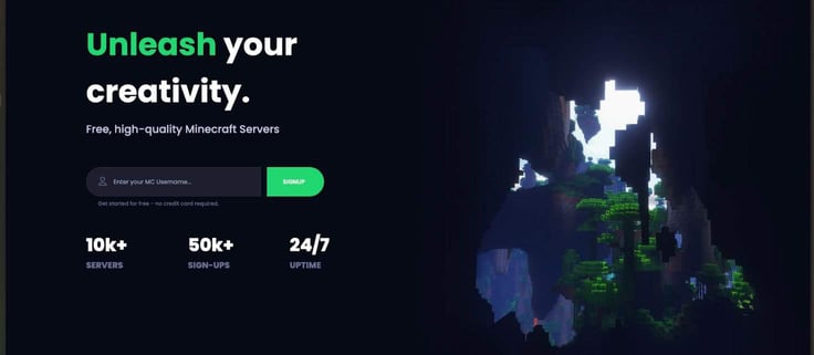 Screenshot of free MCServerHost