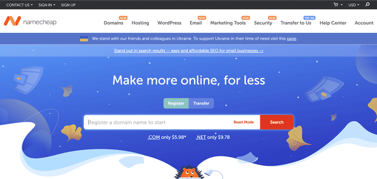 Namecheap homepage