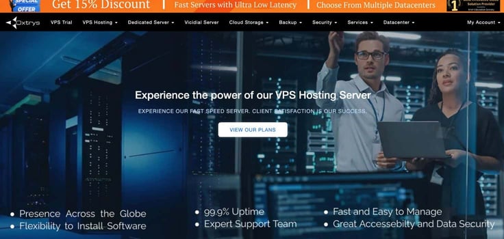 A screenshot of Oxtrys homepage