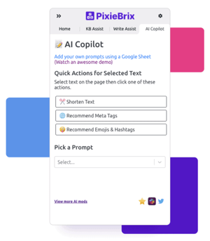 Screenshot of PixieBrix's AI Copilot