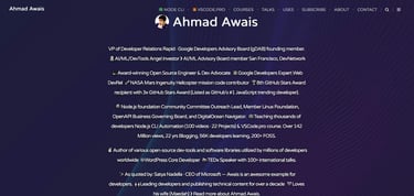 A screenshot of Ahmad Awais's homepage A screenshot of Ahmad Awais's homepage