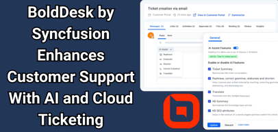 Syncfusion’s Subsidiary, BoldDesk, Makes Customer Support a Breeze With AI-Assisting, Cloud Ticketing Software