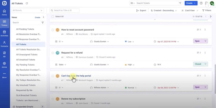A screenshot of BoldDesk's ticket view