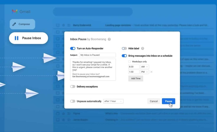 Boomerang Inbox Pause