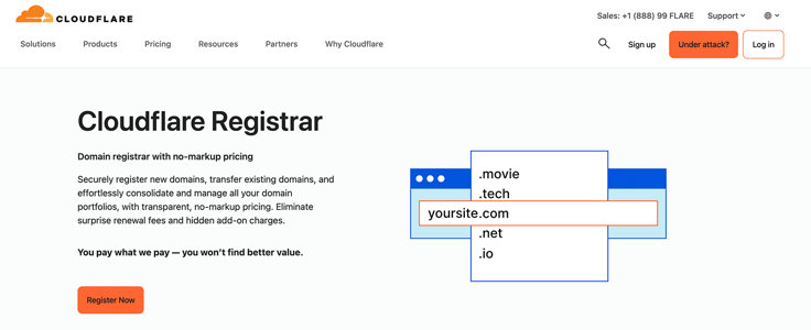 Screenshot of Cloudflare domain page