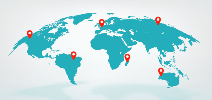 Vector image of world with various pin points Vector image of world with various pin points