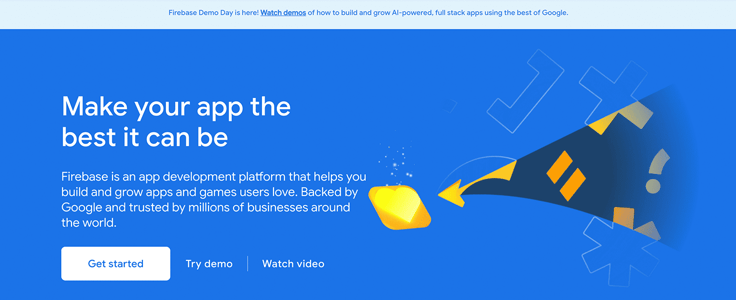 Firebase homepage screenshot Firebase homepage screenshot