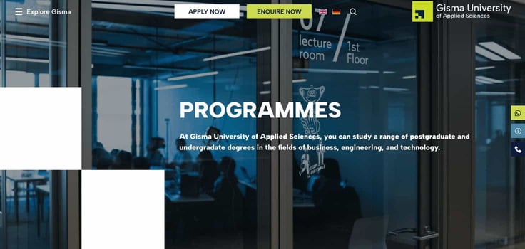 A screenshot of Gisma University website