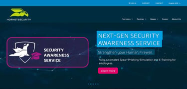 A photo of Hornetsecurity homepage