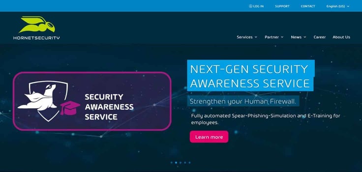A photo of Hornetsecurity homepage A photo of Hornetsecurity homepage
