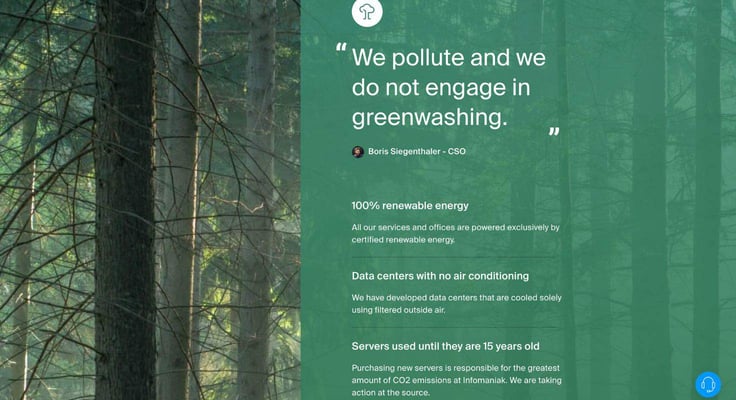 A screenshot of Infomaniak homepage