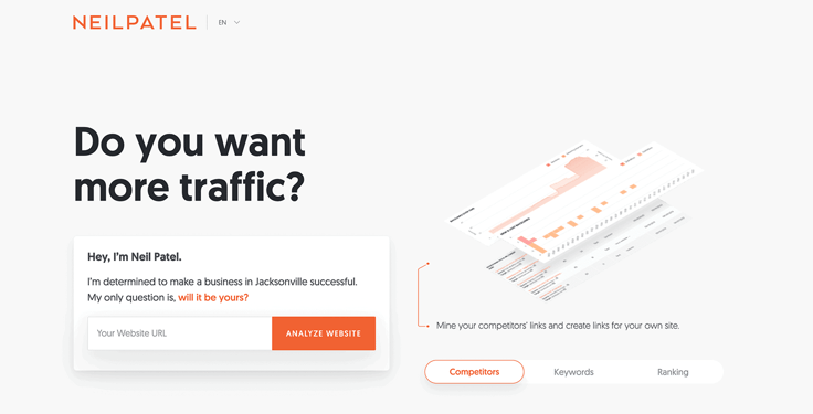 Screenshot of Neil Patel's website